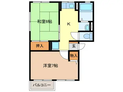 サンハイム結城(2K/1階)の間取り写真