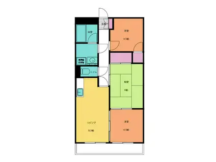 エクセルフラット(3LDK/2階)の間取り写真