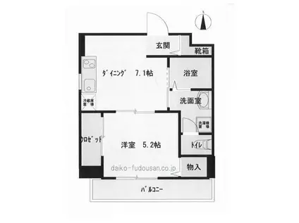 DEAR COURT(1DK/3階)の間取り写真