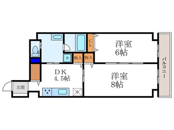 CASA花車(2DK/3階)の間取り写真