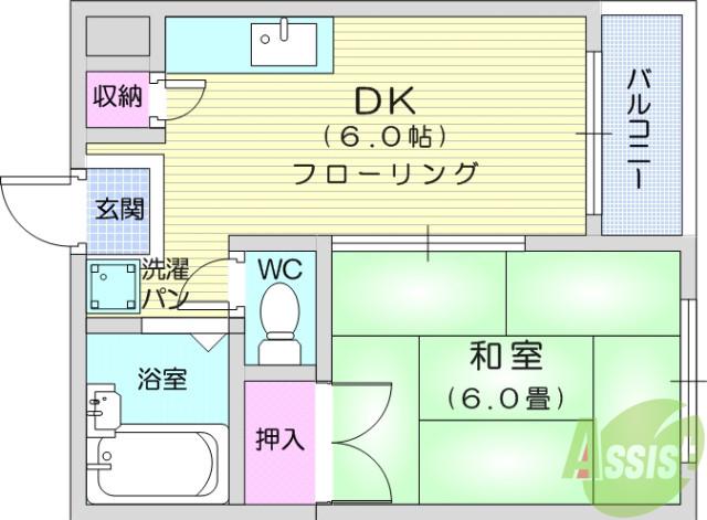 コーポ志波(1DK/1階)の間取り写真