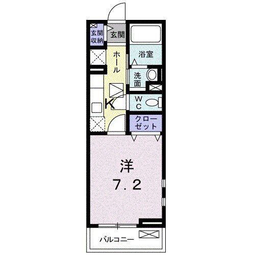 プラシード東町(1K/1階)の間取り写真