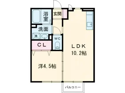 シャトー・カーム B棟(1LDK/2階)の間取り写真