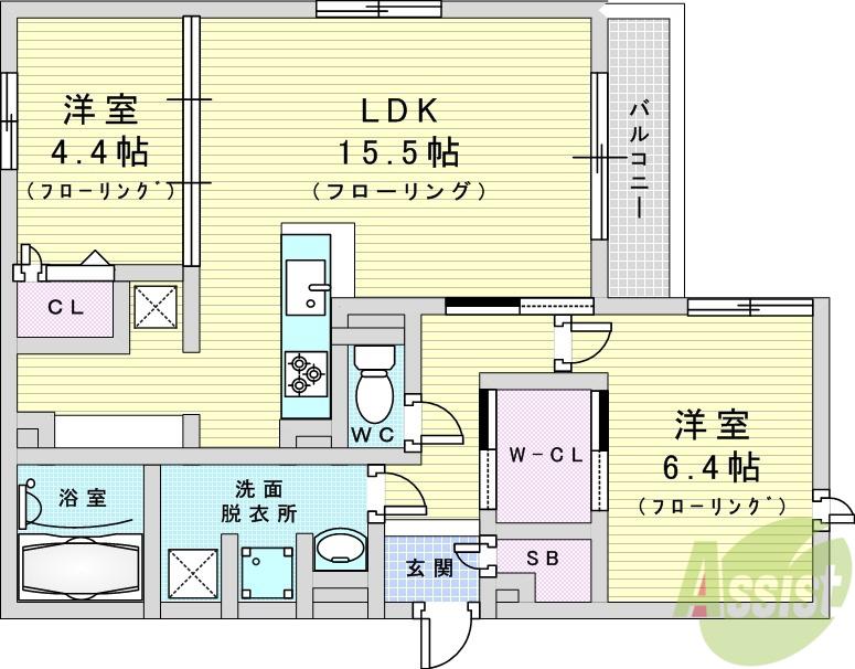 クラシスト千里丘上(2LDK/3階)の間取り写真