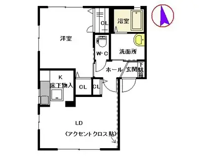 ディアス帆足(1LDK/1階)の間取り写真