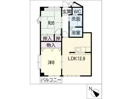 グランシャリオFUJI B(2LDK/1階)の間取り写真