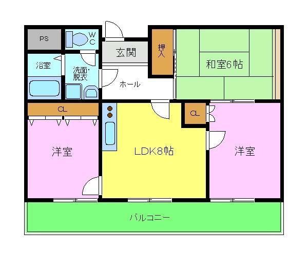 グランドール(3LDK/3階)の間取り写真