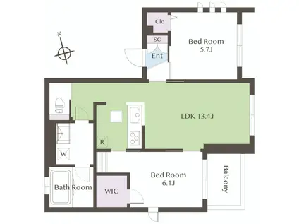 アリビオ目黒本町(2LDK/1階)の間取り写真