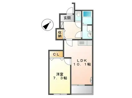 秋桜壱番館(1LDK/1階)の間取り写真