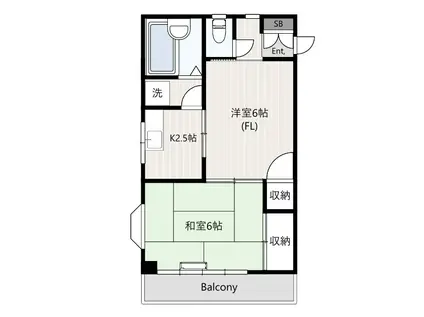 サンリバー(2K/3階)の間取り写真