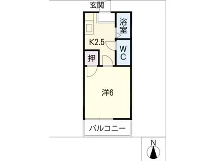 ハイツ三陽(1K/2階)の間取り写真