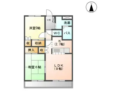 エクセレントハイツ2号館(2LDK/2階)の間取り写真