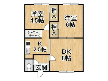 旭都マンション(2LDK/2階)の間取り写真