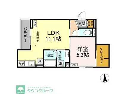 ASSET-COURT花小金井南町(1LDK/3階)の間取り写真