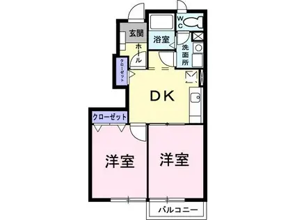 BREEZEHOUSEUSUI(2DK/1階)の間取り写真