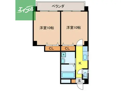 サンロイヤルIII(2K/7階)の間取り写真