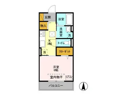 ヒル ヴァレイ(1K/1階)の間取り写真