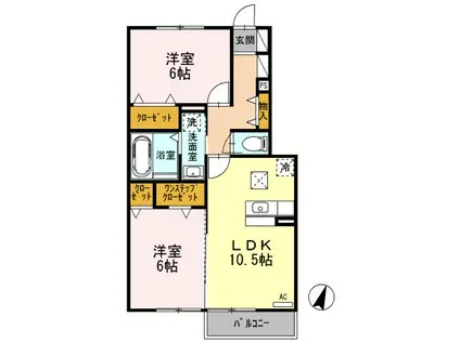 グランドゥール・III(2LDK/1階)の間取り写真