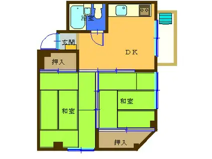 ハイツ熊倉(2DK/3階)の間取り写真