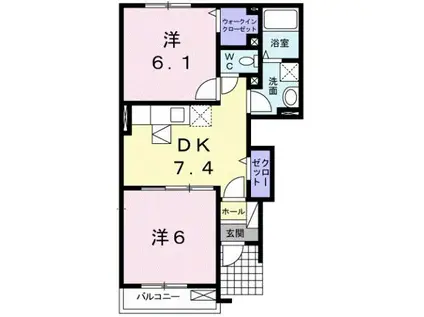 レジレンスパーク I(2DK/1階)の間取り写真