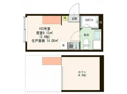 フリーデン西新井(ワンルーム/1階)の間取り写真