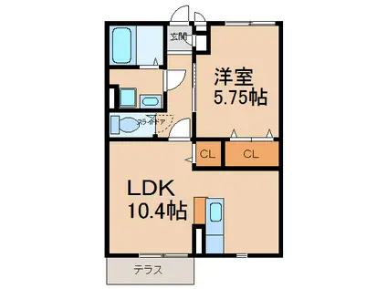 ベルファミーユ(1LDK/1階)の間取り写真
