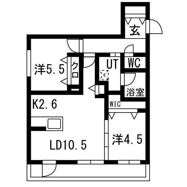 アルファグラン末広(2LDK/4階)の間取り写真