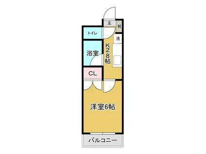 ロイヤルヒルズ木町II(1K/1階)の間取り写真