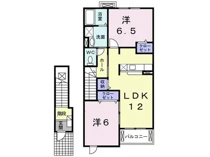 ヴィオラB(2LDK/2階)の間取り写真