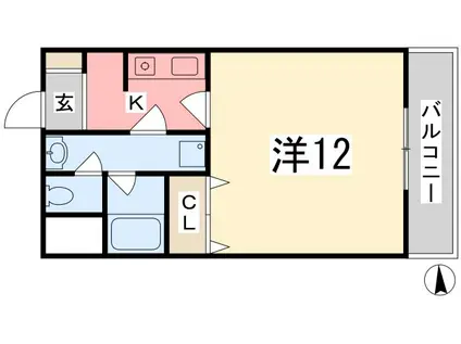 フラット(1K/1階)の間取り写真