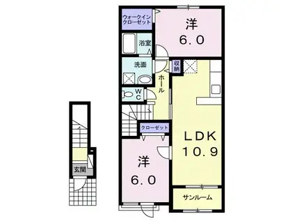 ディア コートB(2LDK/2階)の間取り写真