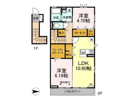 JR総武線 小岩駅 徒歩28分 2階建 築8年(2LDK/2階)の間取り写真