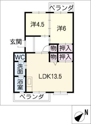 メゾン酒井A(2LDK/2階)の間取り写真