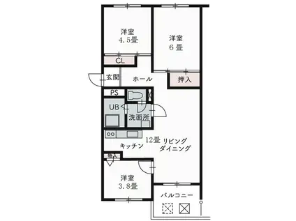 兵庫県公社 芦屋浜高層1号棟(3LDK/14階)の間取り写真