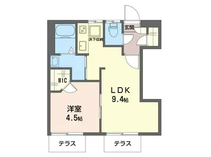 クローバーハイツ(1LDK/1階)の間取り写真