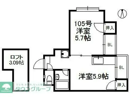ベルクハイム 531(1DK/1階)の間取り写真
