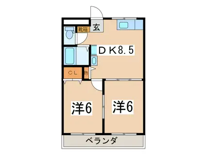 ウイロード(2DK/2階)の間取り写真