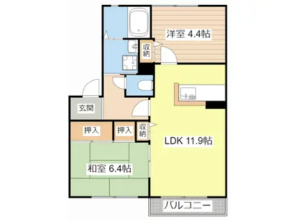 アイランド22(2LDK/2階)の間取り写真