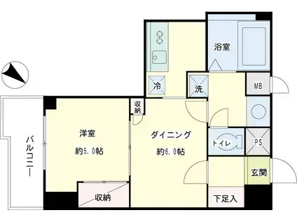 ベルメゾンヒカリ(1DK/5階)の間取り写真