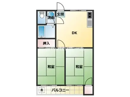 カトレヤマンション(2DK/3階)の間取り写真