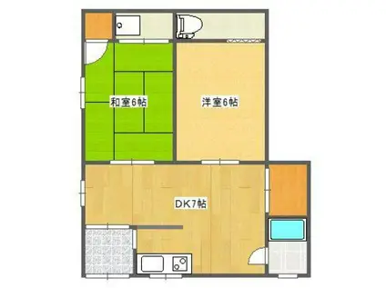 上小阪A棟(2DK/1階)の間取り写真