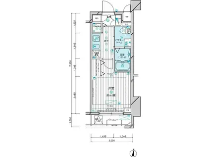 メインステージ多摩川II(1K/2階)の間取り写真