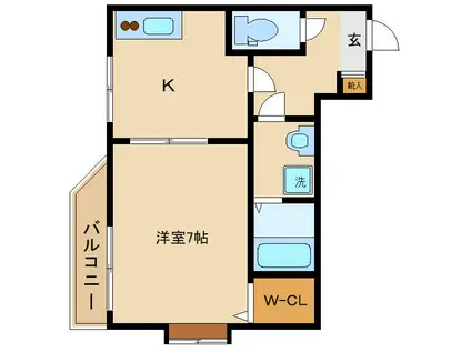 ラピスコート品川(1K/4階)の間取り写真