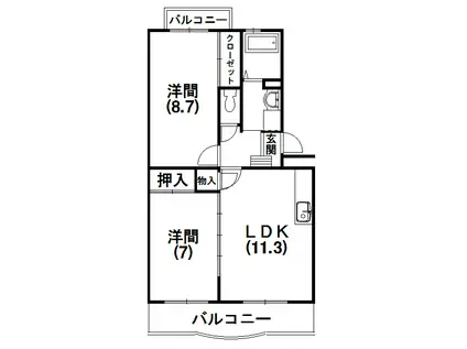 エクセルTSUJI(2LDK/3階)の間取り写真