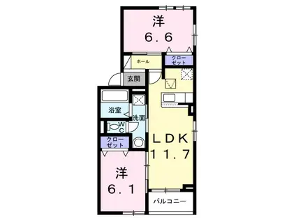 サンロイヤルII(2LDK/1階)の間取り写真