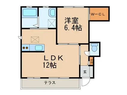 フローラ西浜(1LDK/1階)の間取り写真