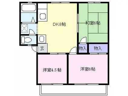 サンライフ柏木B(3DK/2階)の間取り写真