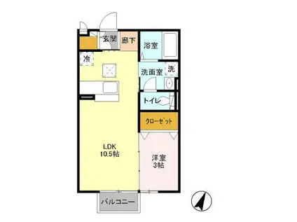 アモーレ I(1LDK/1階)の間取り写真