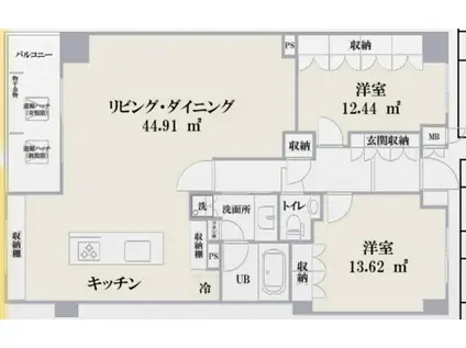 プレノ小石川 5F(2LDK/5階)の間取り写真
