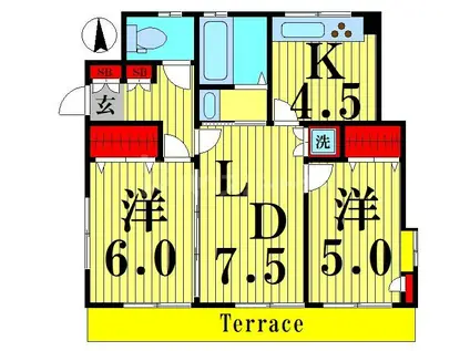 CITY WIND(3K/1階)の間取り写真